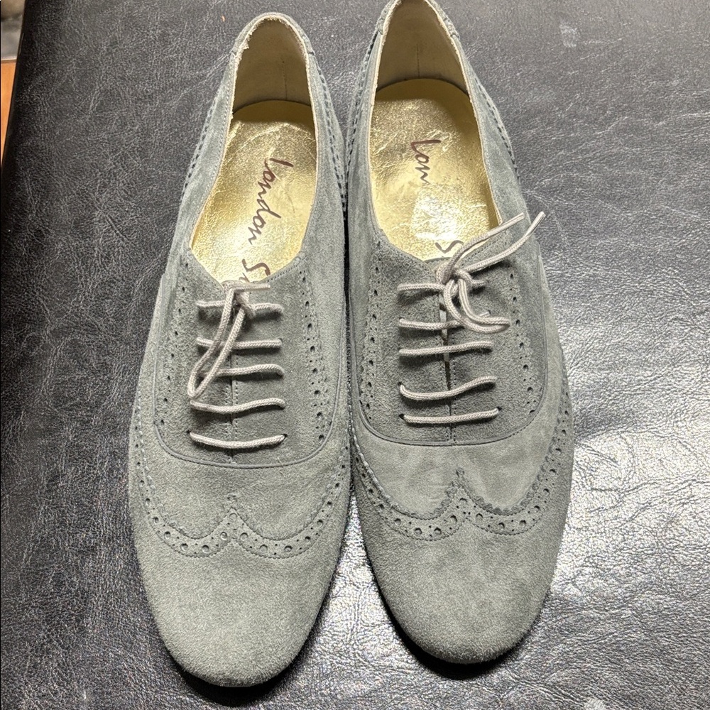 London Sole, Gray Suede Oxford Shoes, size 40 1/2 ( or 9/10)